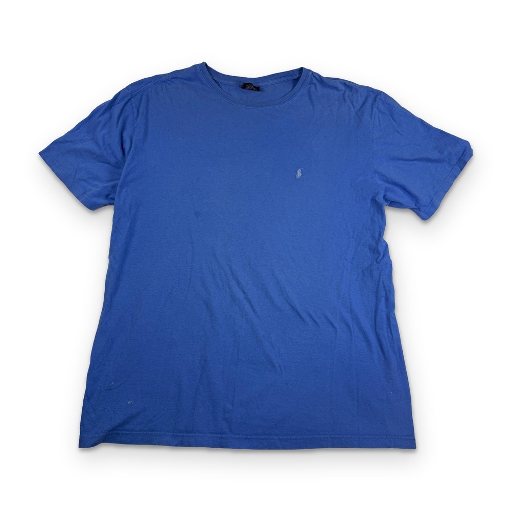 Vintage Polo Ralph Lauren T-Shirt Mens XL Blue Crew Neck 90s Cotton Pony Logo